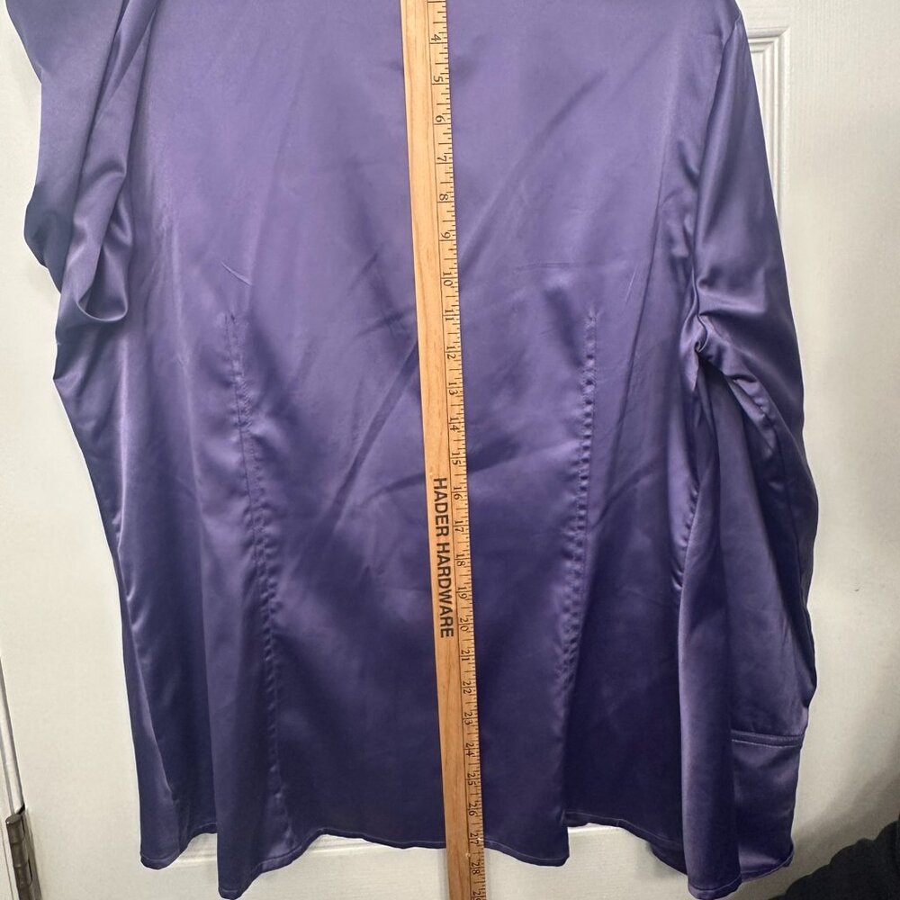 Worthington Women Cuffed Long Sleeve Purple Satin XL - Picture 7 of 10